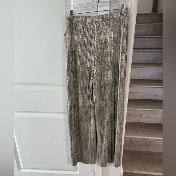 ANTHROPOLOGIE Elevenes Metallic Gold Wide Leg Pants - Picture 4 of 10